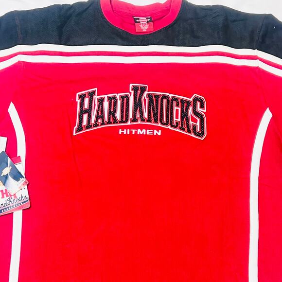 Vintage School Of Hard Knocks Hitmen Shirt XXL Red Hip Hop Streetwear 1990 Y2K - Picture 3 of 8